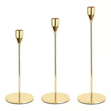 Set De 3 Candelabros Metalico Mesa Boda Fiestas Casa