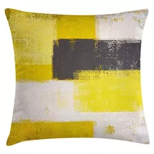 Ambesonne Gris Y Amarillo Throw Pillow Cushion Cover, Abstra