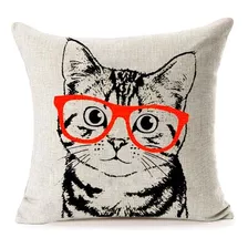 Lovely Animals Abstract Adorable Gato Con Gafas, Algodã...