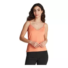 Polera Manga Pabilo Con Encaje - Naranja