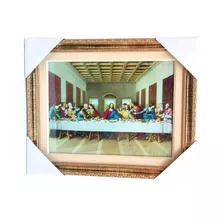 Quadro Santa Ceia Luxo Com Vidro E Moldura 52x42cm Cor Da Armação Dourado Cor Dourado