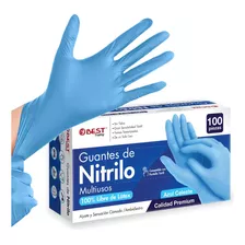 100 Guantes De Nitrilo Azul Premium Libre De Látex Y Vinyl Sin Polvo Color Azul Acero Talla Mediano 100% Nitrilo