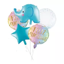 Set Globos Foil Elefante Celeste Niño