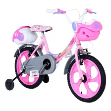 Bicicleta De Passeio Jumbobaby Radical Aro 16 Freios V-brakes Cor Rosa Com Rodas De Treinamento