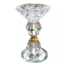 Castiçal Vela Cristal Porta Velas Enfeite Vidro N2 2em1 12cm