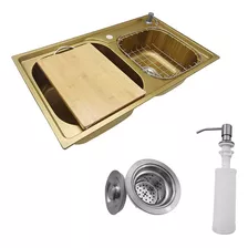 Cuba Pia Gourmet Luxo Prizi Queenbox Dourada Aço Inox 201 43