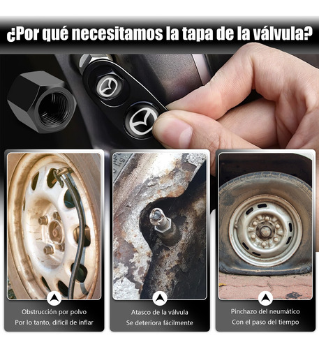 Tapones Vlvula Llanta Con Llavero Para Mazda, Negro Foto 6