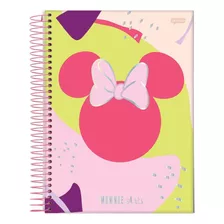 Caderno Espiral Minnie Arts Verde Limão 1 Matéria 80 Folhas