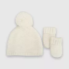 Gorro De Bebé Niña De Lana Con Mitones Blanco (3 A 24 Meses)