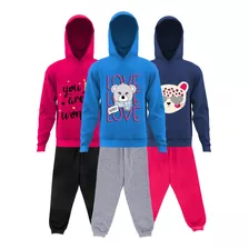 Kit 4 Peças Moletom Roupa Infantil Menina Inverno Do 1 Ao 14