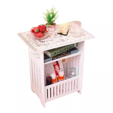 Mesa Auxiliar De Café Estilo Retro Living 40x37x25cm Blanco