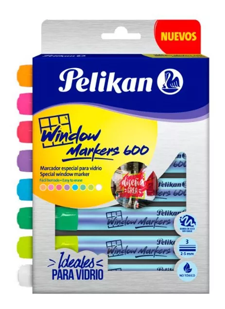 Marcadores Pelikan Tiza Líquida 8 Colores Para Vidrio