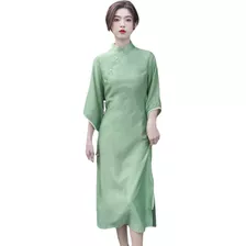 Vestido Holgado De Mujer Pearl Qipao Green Cheongsam