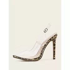 Tacones Transparentes Suela Animal Print Shein