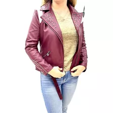 Campera De Cuero Pu Con Tachas 