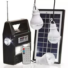 Luminaria Solar De Led Com Rádio Fm Recarregavel 3 Lâmpadas Cor Preto 110v/220v