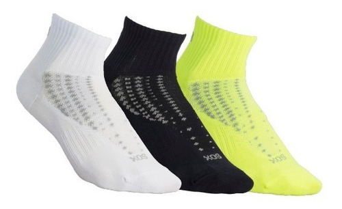 Medias Sox Running, Blanco/negro/amarillo Tripack