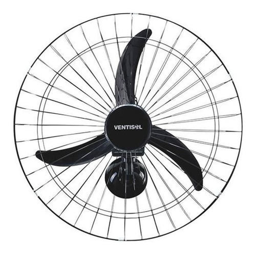 Ventilador De Parede Ventisol New New Preto Com 3 Pás Cor  Preto De  Plástico, 60 cm De Diâmetro 127 v