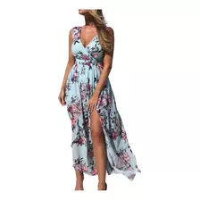 Vestido De Mujer A La Moda, Bohemio, Cuello En V, Estampado