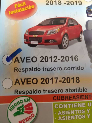 Vestiduras Fundas De Asiento Para Chevrolet Aveo 2012-2016 Foto 3