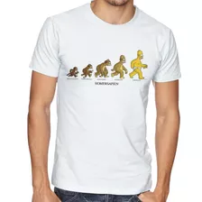 Camiseta Luxo Homer Simpsons Sapien Evolução Macaco Caverna
