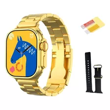 Smartwatch Relógio Inteligente Masculino Dourado 