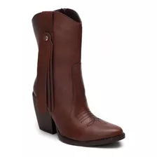 Bota Para Mujer Tipo Cowboy Vaquera De Moda Cafe Negro 2935