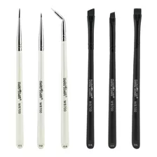 Kit De 6 Pincéis Para Maquiagem Macrilan Wb700 Preto-fosco/branco-perolado