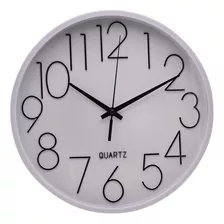 Reloj De Pared 30cm Con Numeros Grandes Modelo Metalizado Ev
