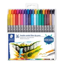 Plumón Marcador Staedtler Duo Color Doble Punta 36 Colores