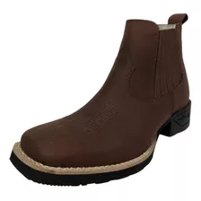 Bota Botina Texana Country Masculina 100% Couro Lançamento