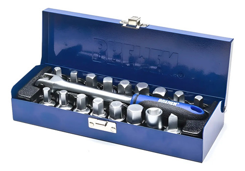 Kit Extractor Tapones Carter Bremen 18 Pz Manija Fuerza 3/8 Cod. 6727 Dgm Gris