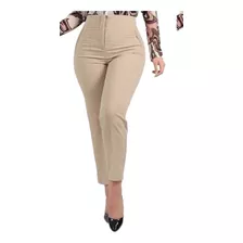 Pantalon De Vestir Tiro Alto Con Pinzas Elegante 