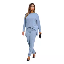 Conjunto Feminino Calça E Blusa Manga Longa Lanzinha Iverno