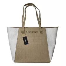 Tote Cartera Bebe Beige Con Blanco, Monograma