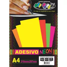 Adesivo Neon A4 20 Fls Vibrante Reage A Luz Negra Off Paper Cor Amarelo