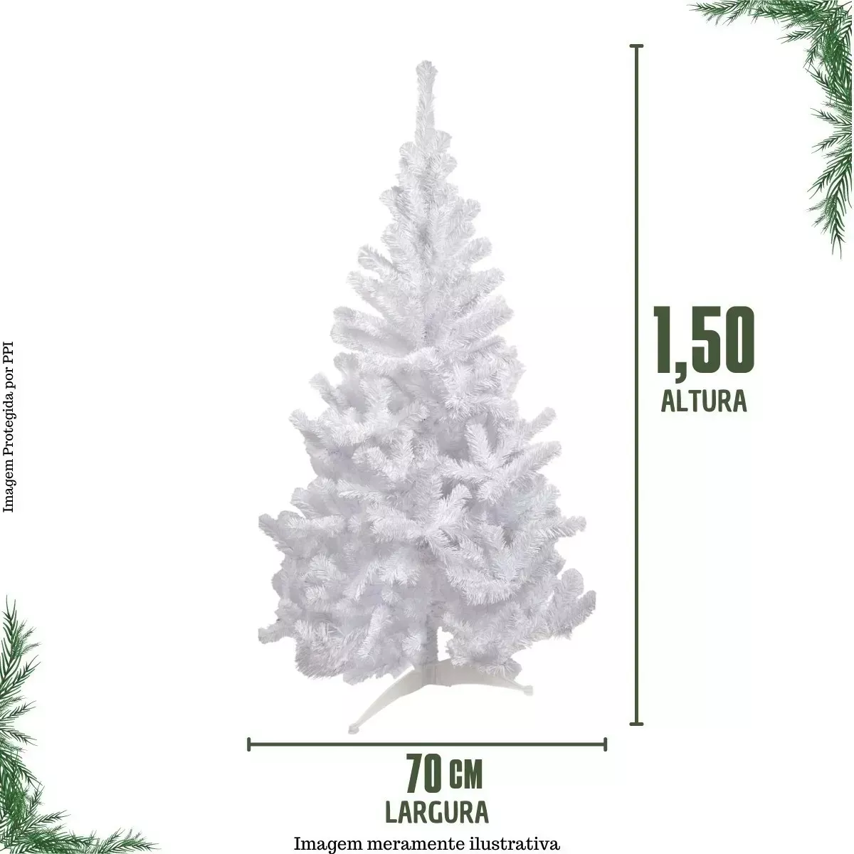 Árvore De Natal Branca Pinheiro Luxo 1,50 Altura 220 Galhos 