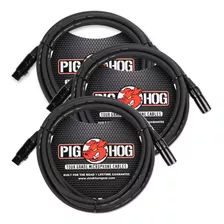 Cable De Micrófono Pig Hog, Xlr Negro, Pack X3, 3.04 M