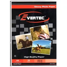 Evertec Papel Fotografico Glossy 230g 100 Hojas Color Blanco