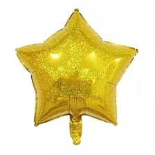 10 Balão Estrela Dourada Holográfica 45cm Brilhante Metálica