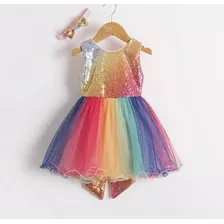 Vestido Tipo Arcoíris De Fiesta Para Niñas / Bebés