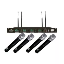 Sistema 4 Micrófonos Inalámbricos De Mano Uhf Ams Mu404+104