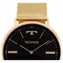 Relógio Technos Masculino Ref: 2025ltj/4p Cor Da Correia Dourado Cor Do Bisel Dourado Cor Do Fundo Preto