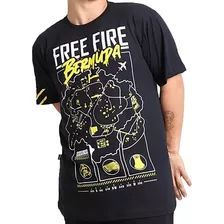 Camiseta Free Fire (mapa Bermuda) - Piticas