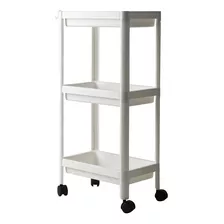 Carro Organizador Multiuso 3 Estantes Con Ruedas Baño Cocina Color Blanco