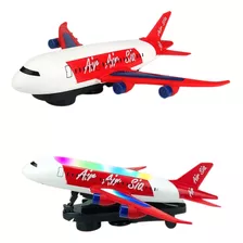 Avião Gigante Bate E Volta Com Som E Luzes 45 Cm Brinquedo Cor Vermelho