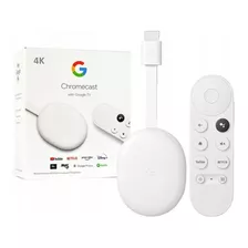 Google Chromecast 4 Control De Voz 4k 8gb En Caja Con Fuente