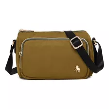 Bolsa Crossbody De Nylon, Con Bolsa Externa.