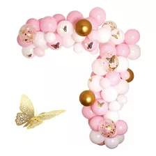 Arco De Globos Con Mariposas Confeti Pastel Quince Baby Lee