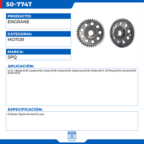 Engrane De Distribucin Cutlass Ciera 1994-1996 L4 2.2 Foto 4